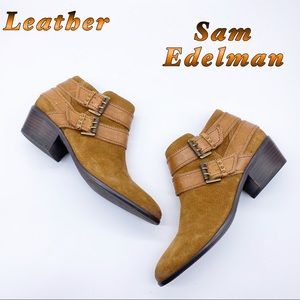 Sam Edelman-Leather Tan Western Inspired Booties 7